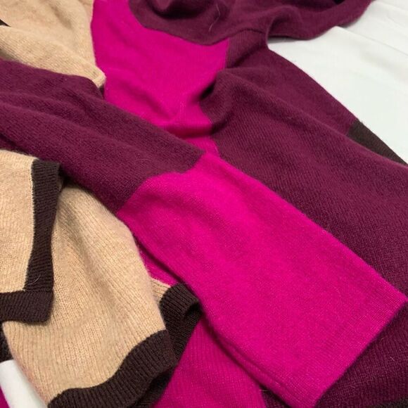 Charter Club Luxury Sz M 100% cashmere colorblock open drape cardigan sweater - Picture 7 of 8